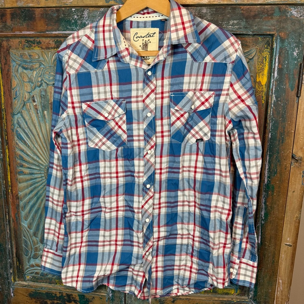 Pearl Snap western plaid shirt by Coastal S